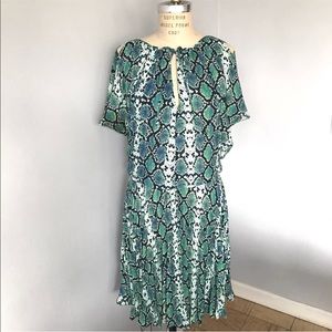 BCBG Max Azria Python Cold Shoulder Blouson Dress